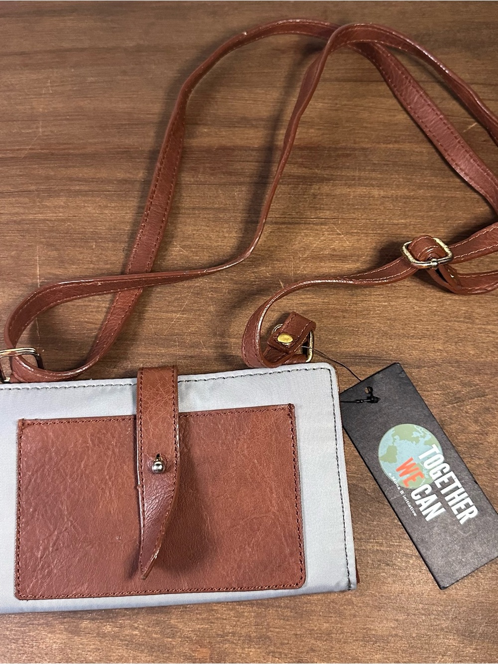 Mona B Up-Cycled Vegan Leather Crossbody Wallet Purse New